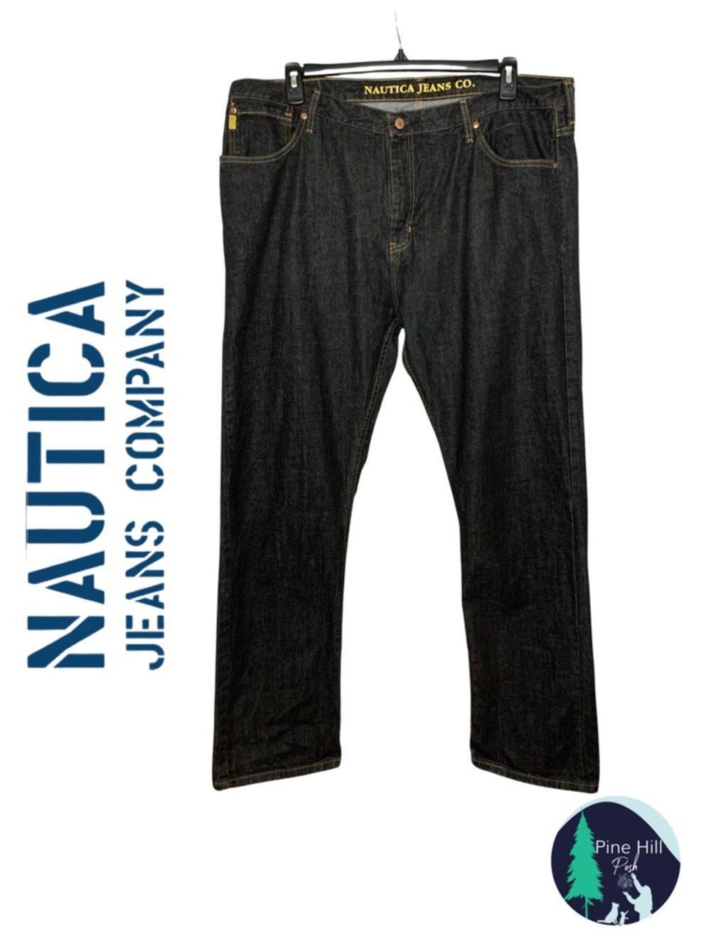 Nautica Jeans Straight Leg High Rise Dark Wash Cotton Blue Size 40 x 32 / 18
